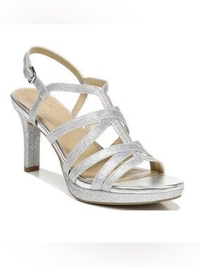 Naturalizer Baylor Silver Glitter Heels size  9.5 NIB